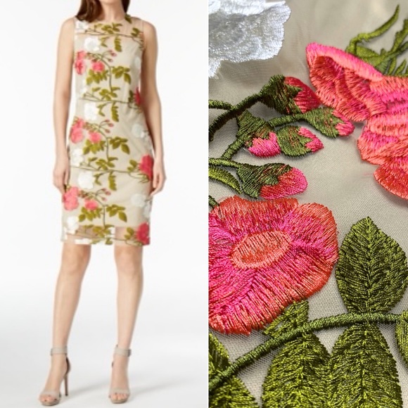 Calvin Klein Floral Embroidered Mesh
